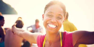 Lady with white teeth